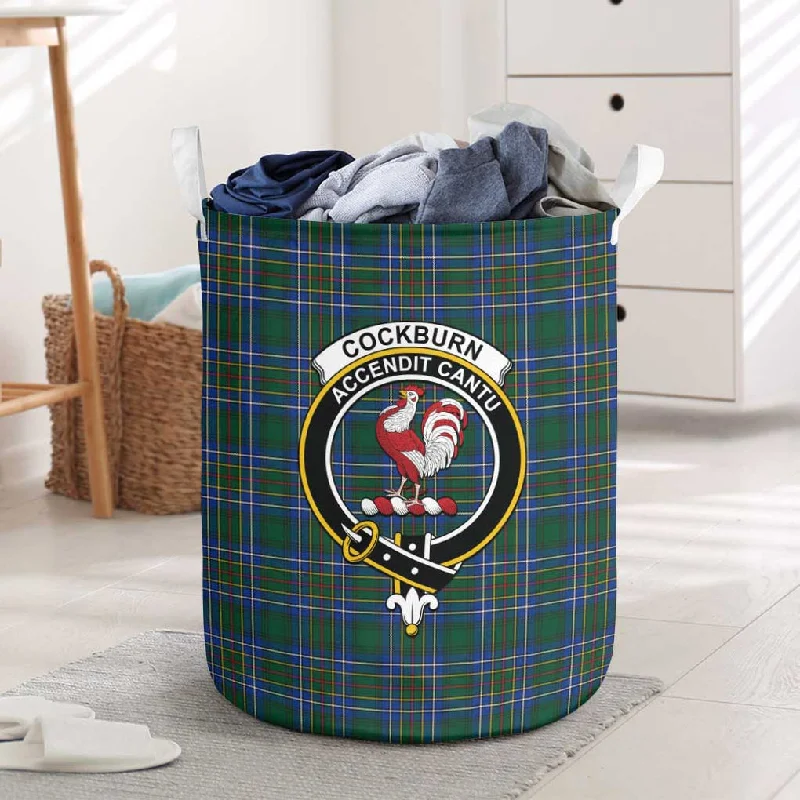 Cockburn Ancient Tartan Laundry Basket with Family Crest