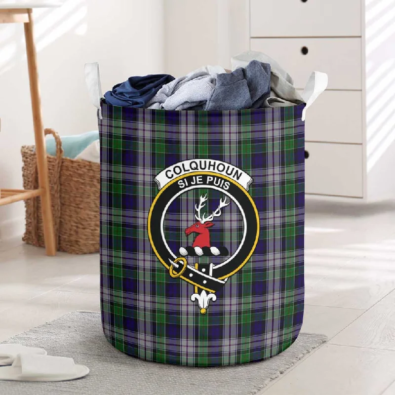 Colquhoun Dress Tartan Laundry Basket with Family Crest