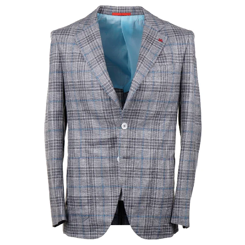 Isaia Layered Check Wool-Silk-Linen Sport Coat