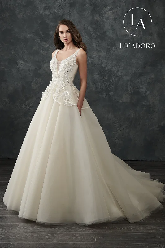 3D Floral A-Line Bridal Dress by Mary's Bridal M668 White Lace Gown