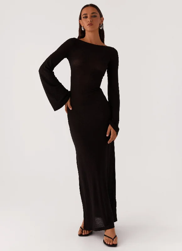 Olivia Long Sleeve Maxi Dress - Black Affordable maxi dresses