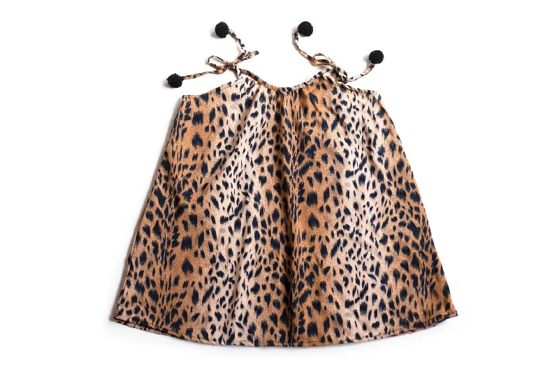 Animal Print Pom Pom Dress for Girls | Cheetah Versatile floral dresses for all occasions