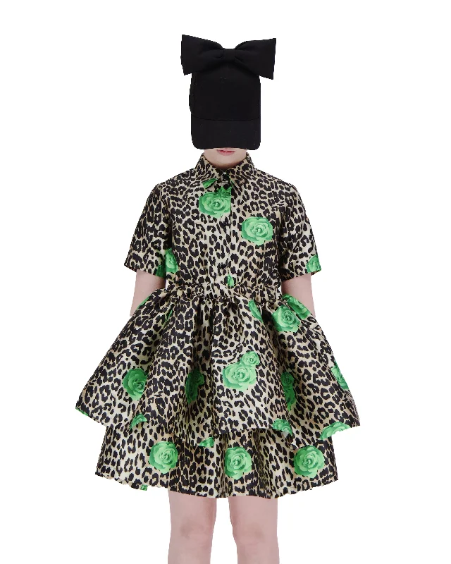 CAROLINE BOSMANS AW24 Tiered Dress in Leo Rose Bodycon unclassified dresses