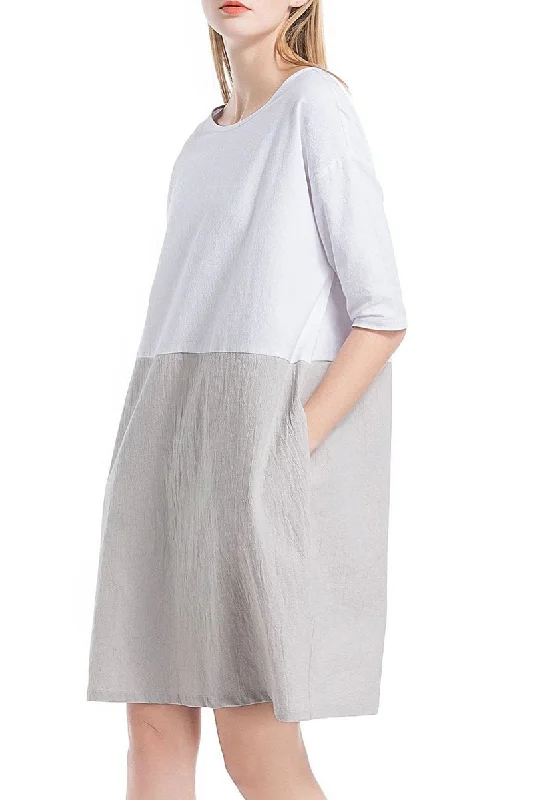 Colour Block Linen Dress Trendy unclassified dresses