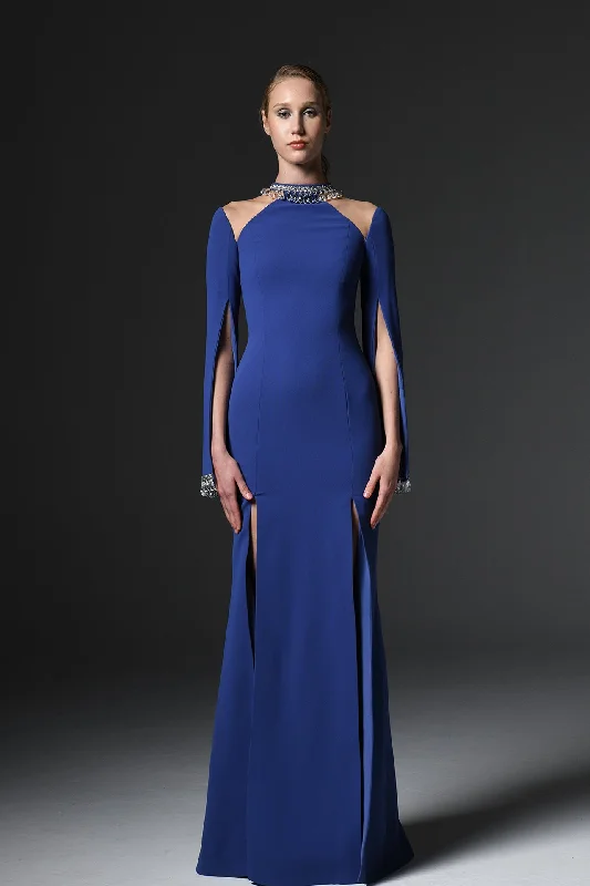 Crepe gown with crystal embellishments Floral unclassified dresses