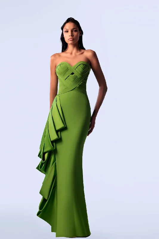 Crepe mermaid dress with pleats and ruffles Casual chic unclassified dresses