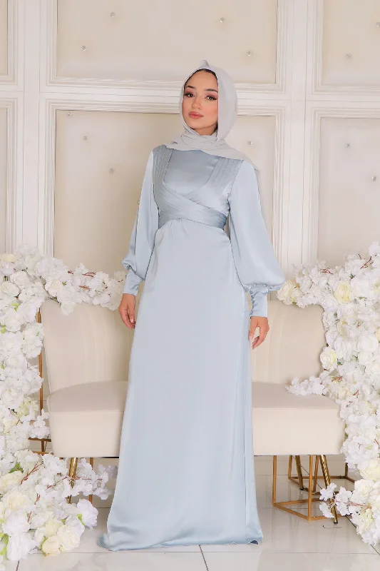 Laura Wrap Satin Dress- Sky Blue Unique unclassified dresses