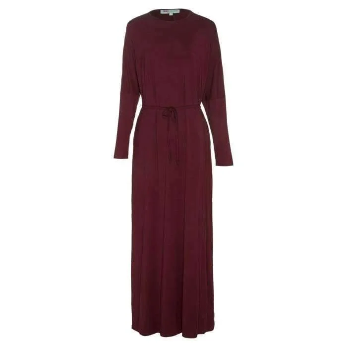 Maroon Batwing with Tie Waist Dress Embroidered unclassified dresses