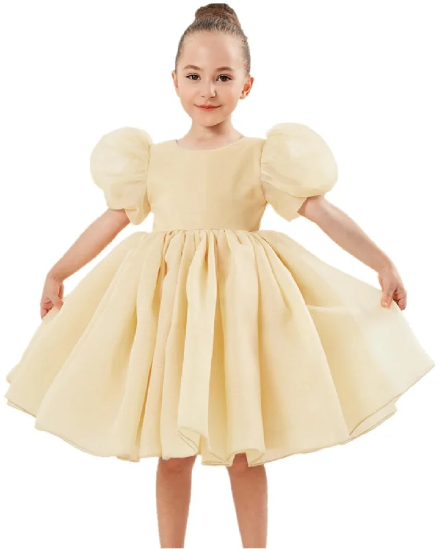 2Bunnies Girls' Organza Puff Sleeve Babydoll Skater Dress Minimalist unclassified dresses