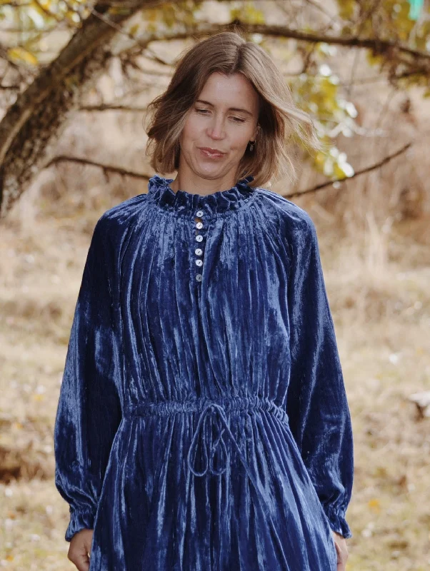 PRAIRIE DRESS BLUE VELVET Gothic unclassified dresses