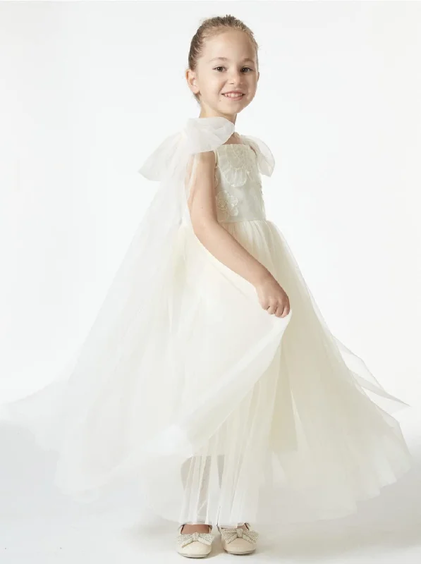 Lily Adjustable Strap Girl Dress in Ivory Lightweight unclassified dresses