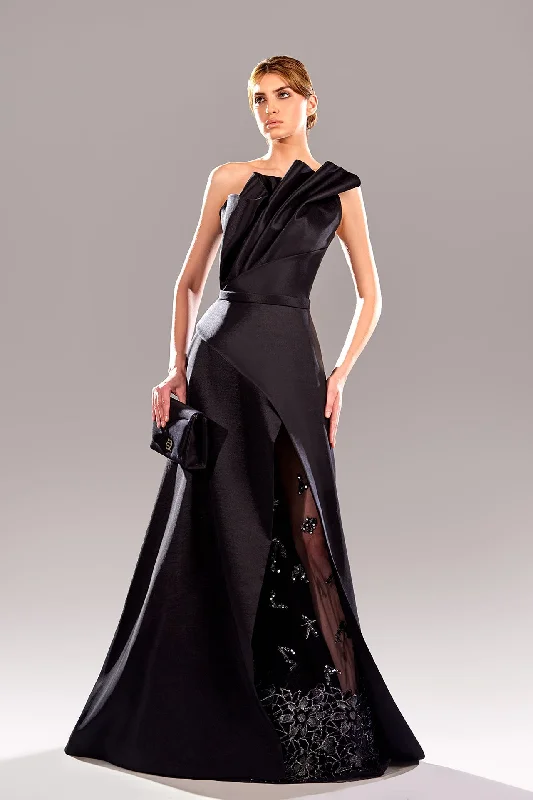 Strapless satin dress with embroidery Silk unclassified dresses