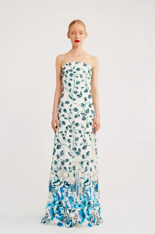 Strapless embroidered gown Open-back unclassified dresses