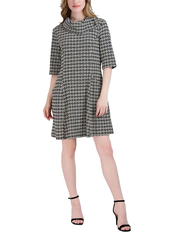 Womens Cowlneck Pattern Sweaterdress Sweater Dress Trendy