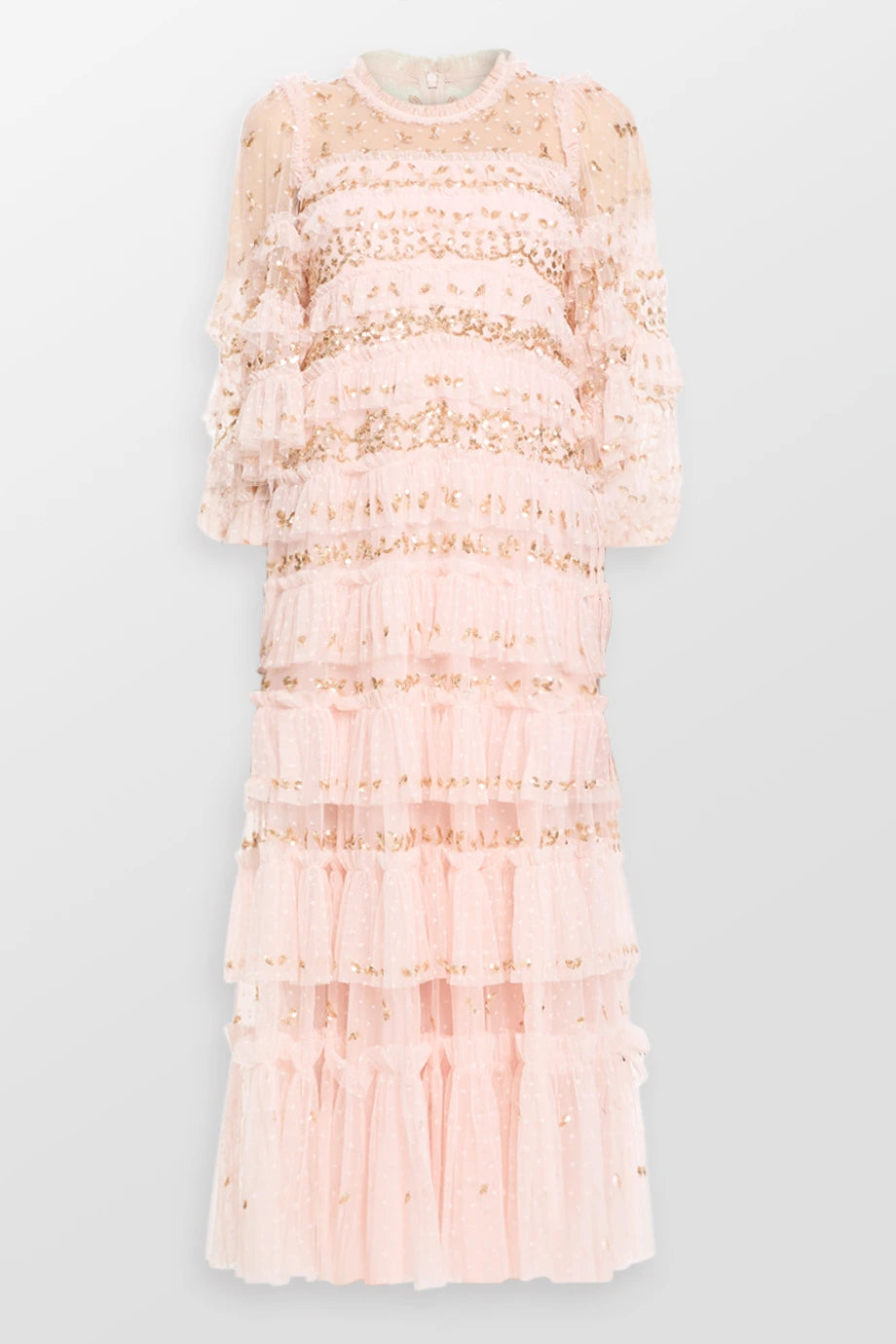 Emily Lace Sequin Evening Dress Long Sleeve Sequin