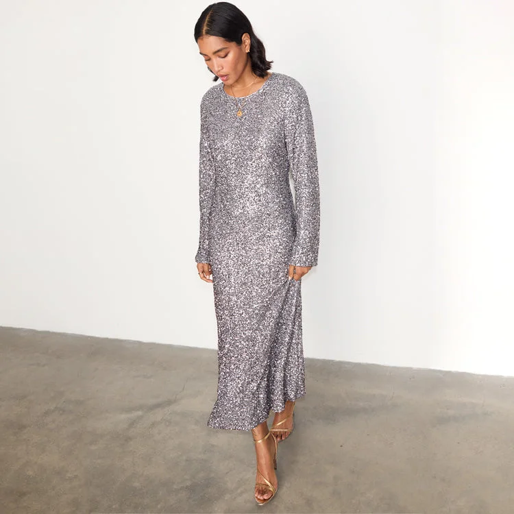 Gunmetal Sequin Soho Dress Vintage Sequin Dress