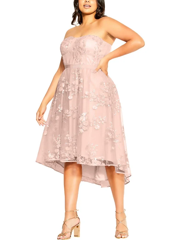 Plus Womens Sequined Knee Fit & Flare Dress Sparkly Sequin Dress