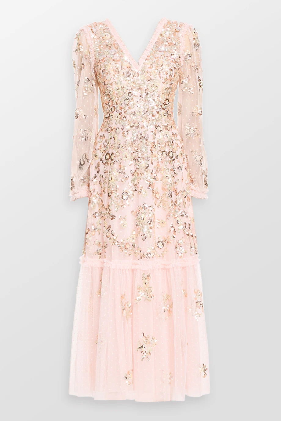 Sequin Chain V Neck Evening Dress V-neck Sequin Dress
